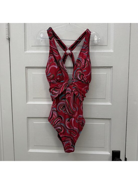 VENUS Other - Venus Barbados One Piece Swimsuit 20 Pink Paisley Plunge Cutout O-Ring
